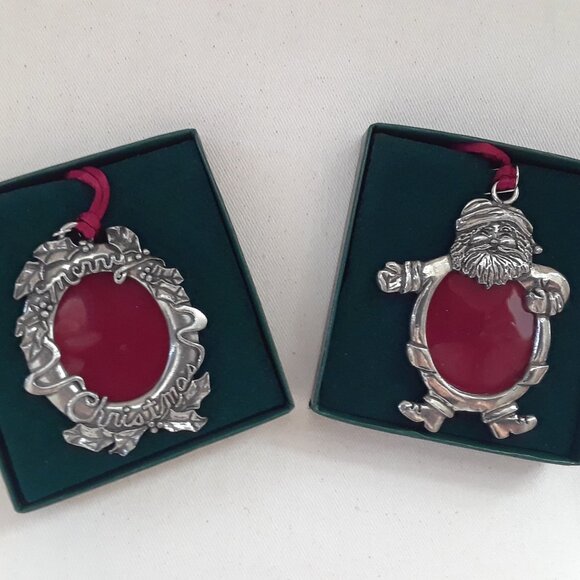 Seagull Pewter Christmas Photo Ornaments Vintage Never Used In Boxes - Picture 2 of 10